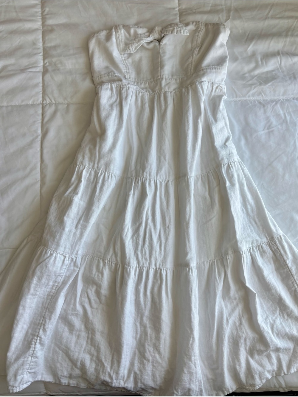 White Strapless Tiered Summer Dress Super Cute!